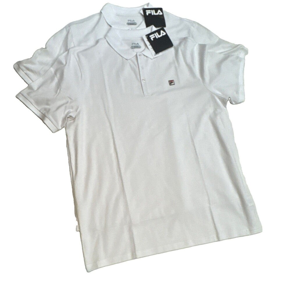 Lot Of 2: Fila White Tennis Golf Pima Cotten Polo Shirts Size XXL New With Tags